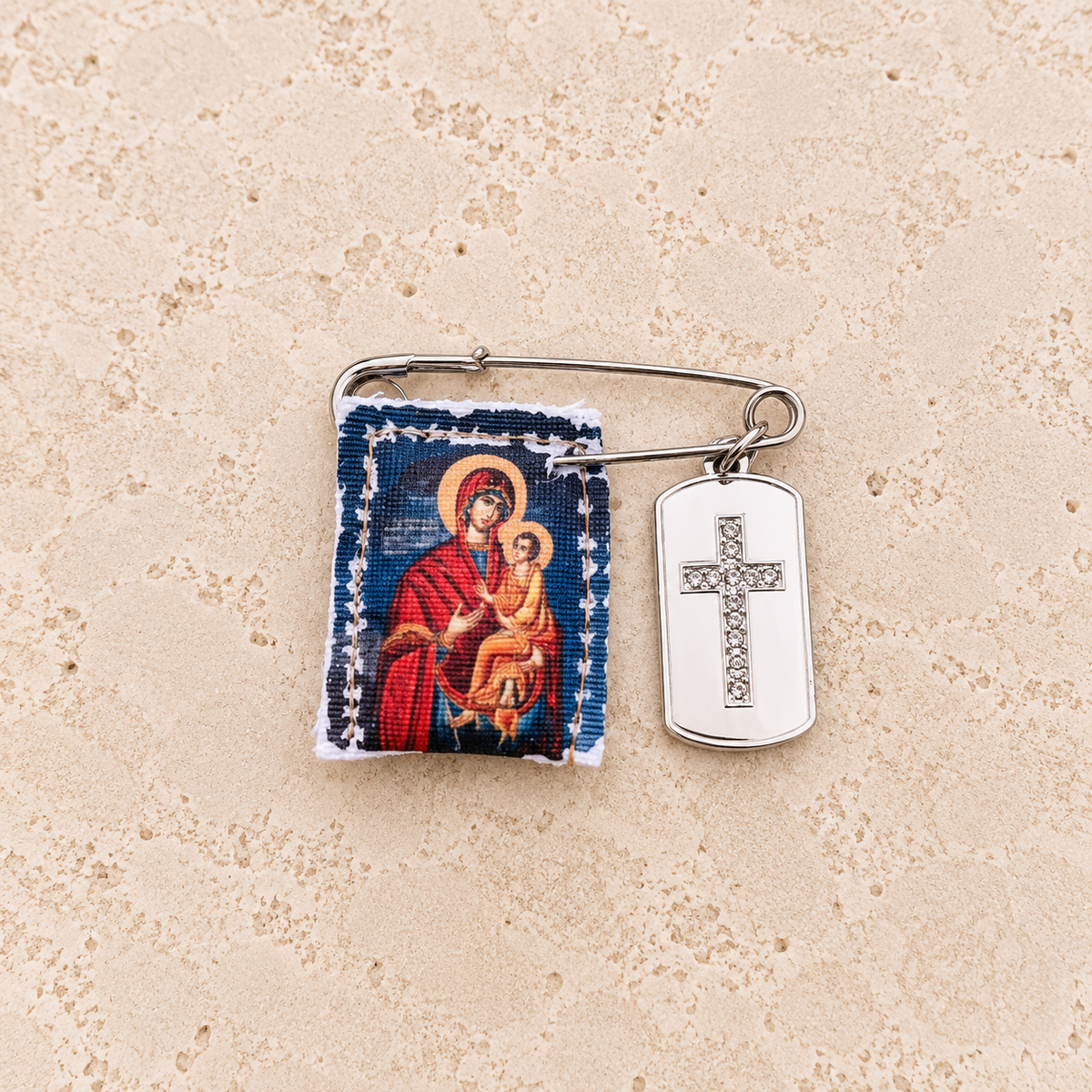 Filakto Icon Pin – Virgin Mary & Jesus Blue