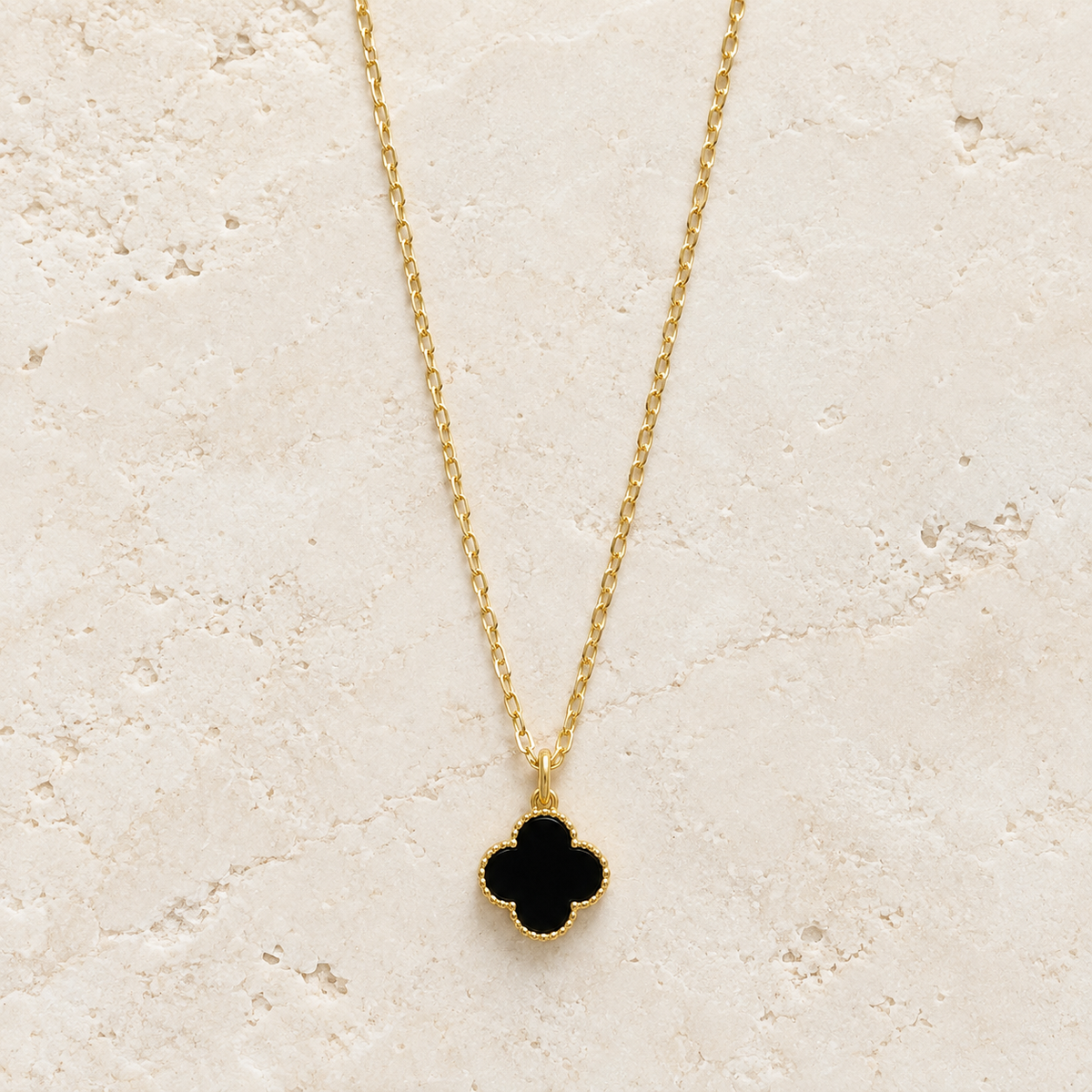 Mini Black Clover Gold Necklace