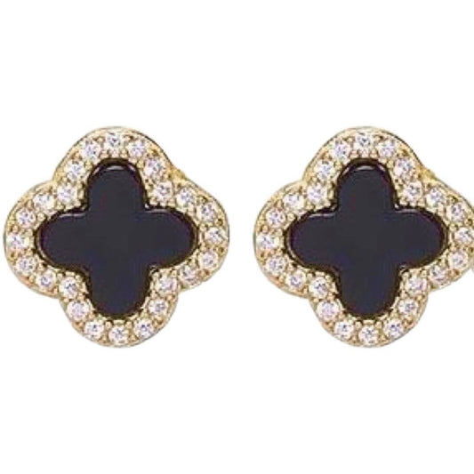 Black Clover Crystal Gold Ear Studs