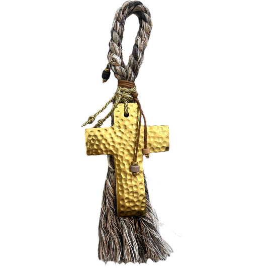 Gold Cross And Large Platted Tassel