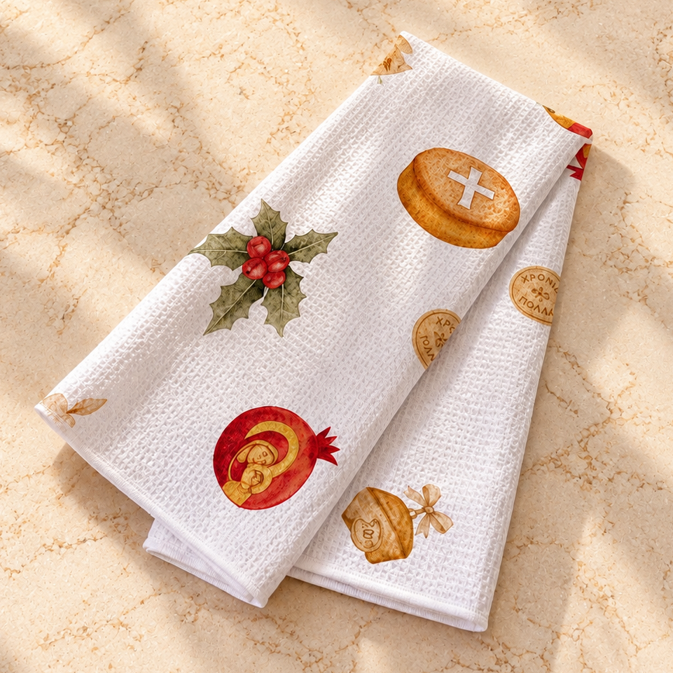 Hronia Polla Christmas Tea Towel