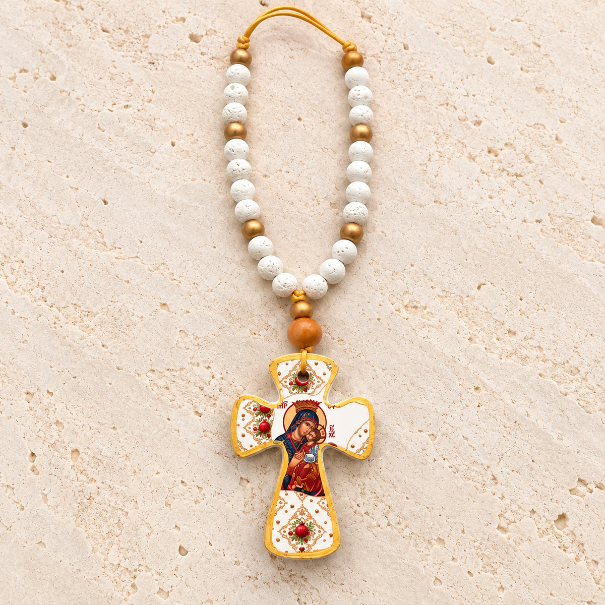 Mary & Jesus Icon Cross Ornament