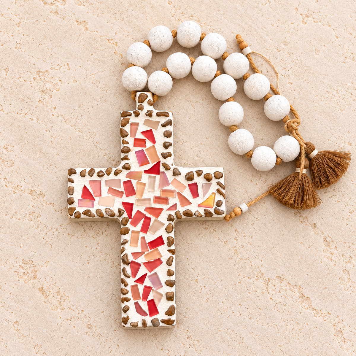 Pink Mosaic Wooden Cross