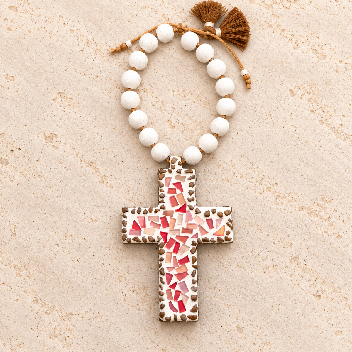Pink Mosaic Wooden Cross