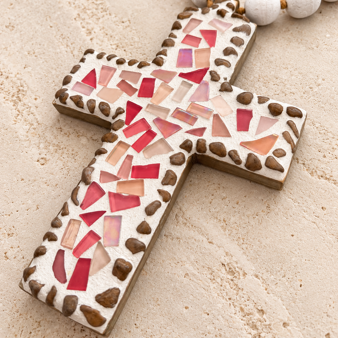 Pink Mosaic Wooden Cross