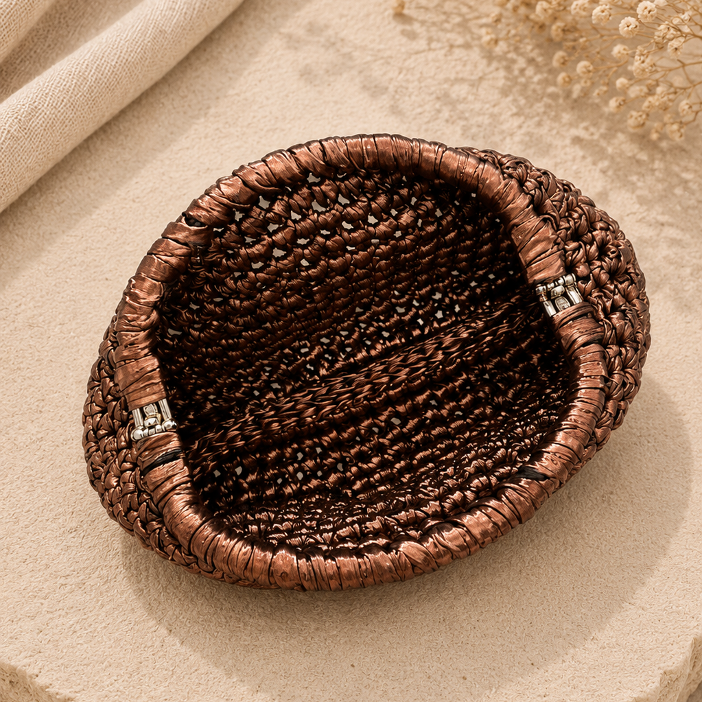 Hand Crocheted Metallic Bronze Clutch