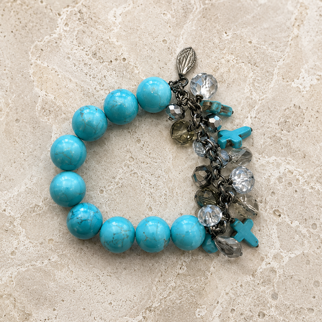 Turquoise Cross Charm Bracelet