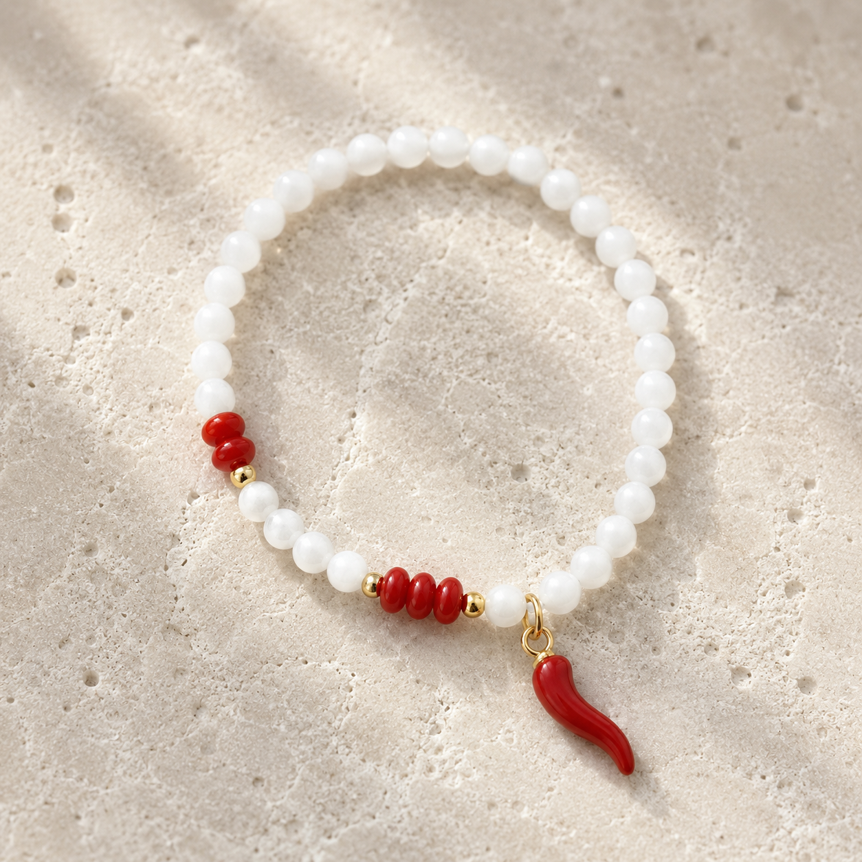 Red Chilli Charm Elasticated Bracelet