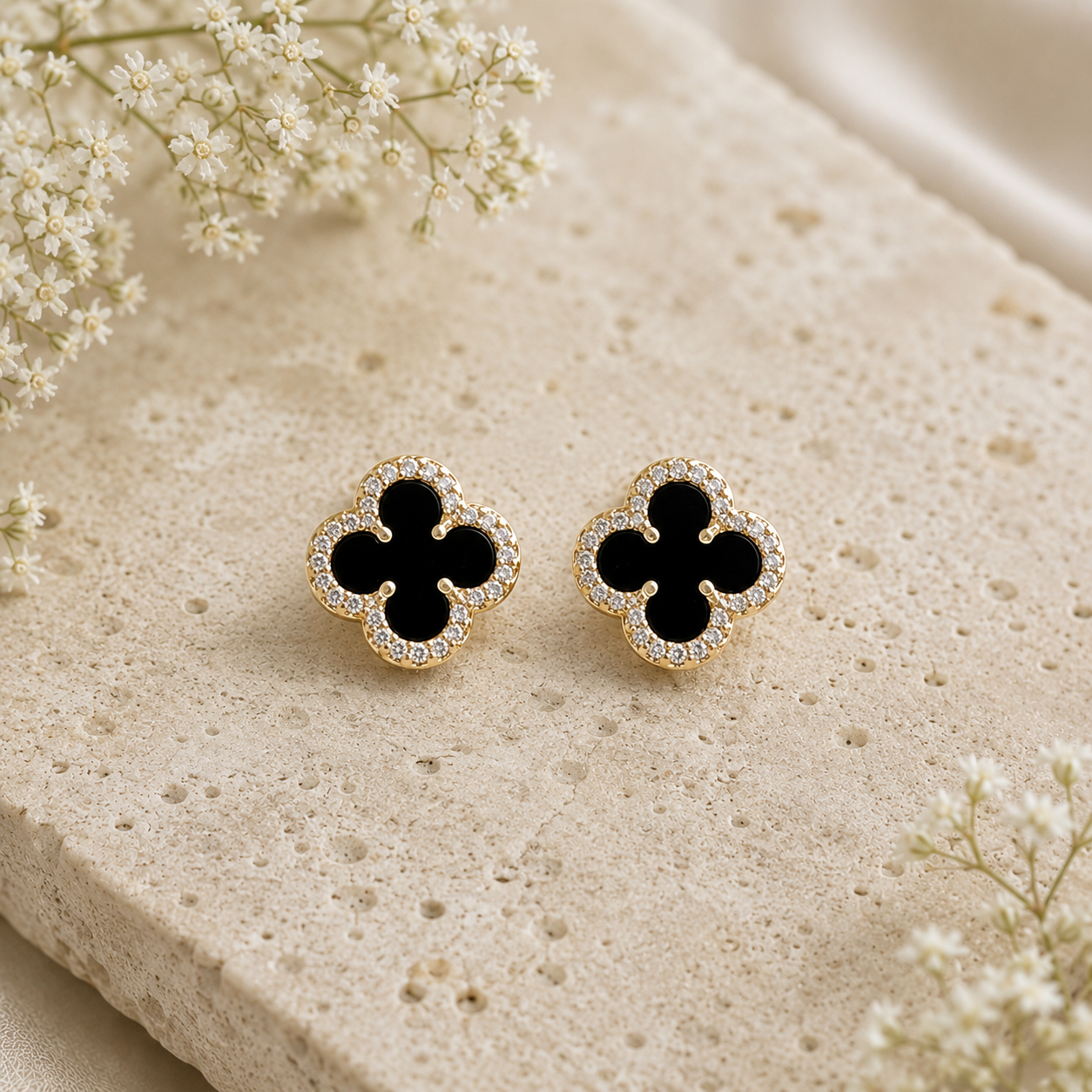 Black Clover Earrings Gold