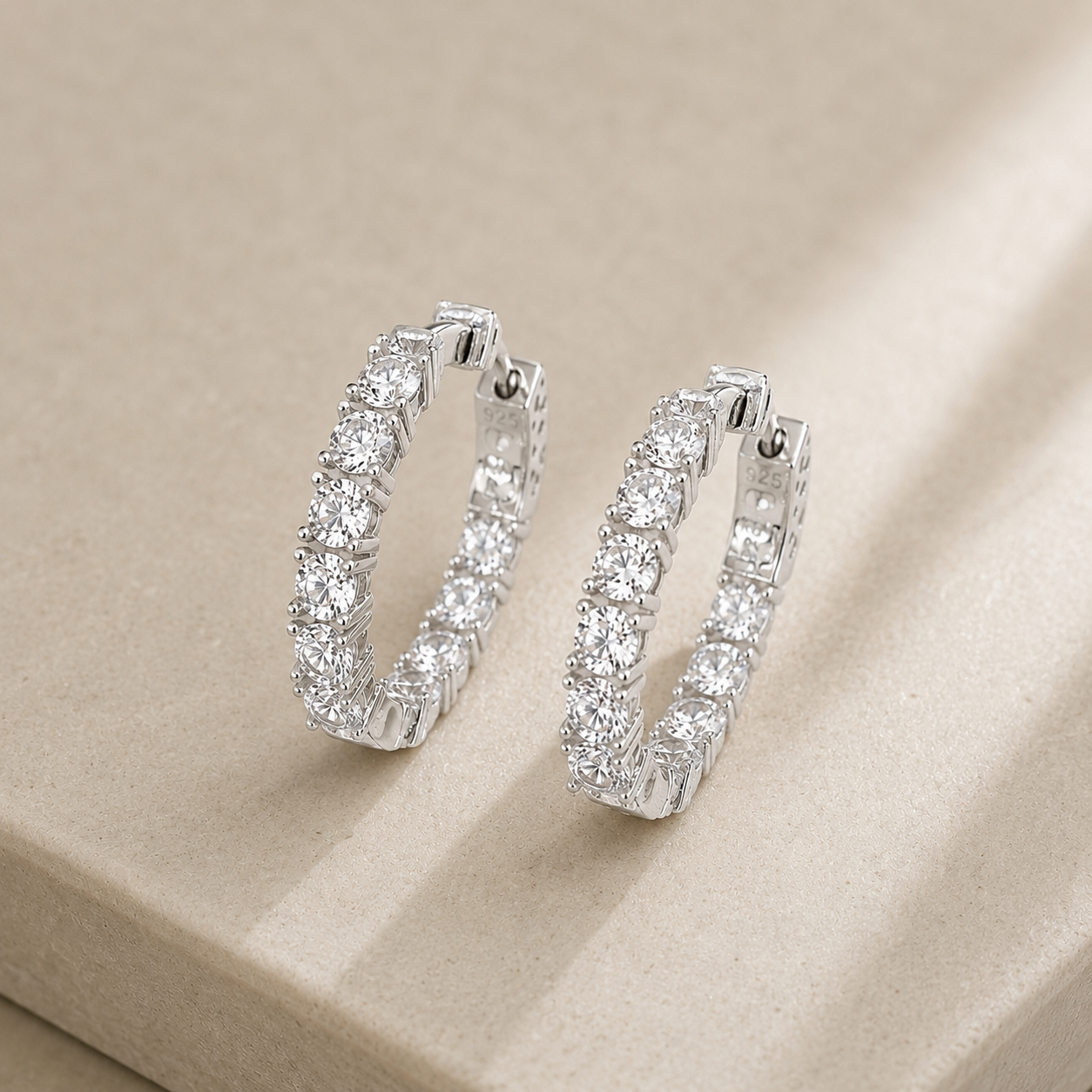 Eternity Radiance Inside-Out CZ Hoop Earrings Sterling Silver