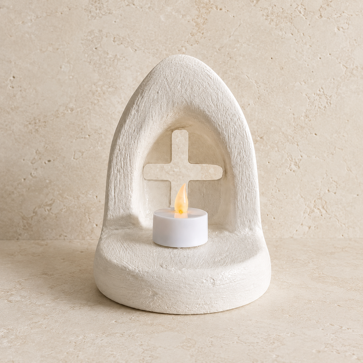White Cross Tealight Alter
