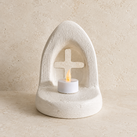 White Cross Tealight Alter