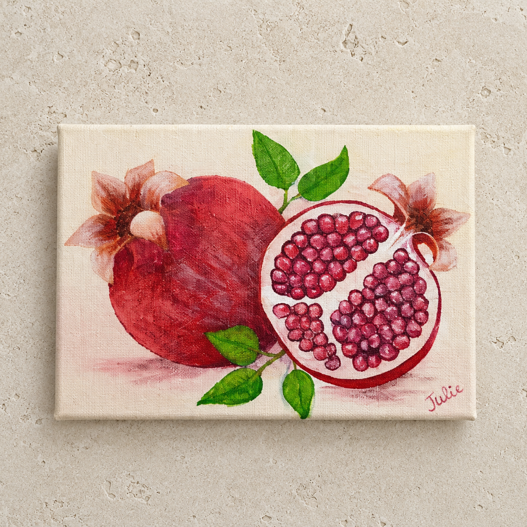 Hand-painted Pomegranates Small Canvas