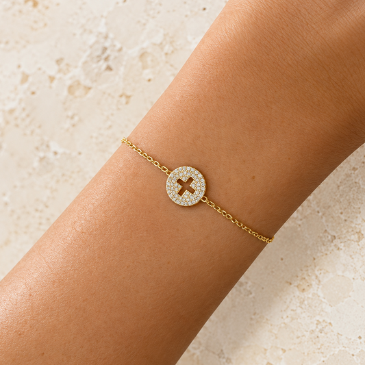 Cubic Zirconia Faith Gold Bracelet