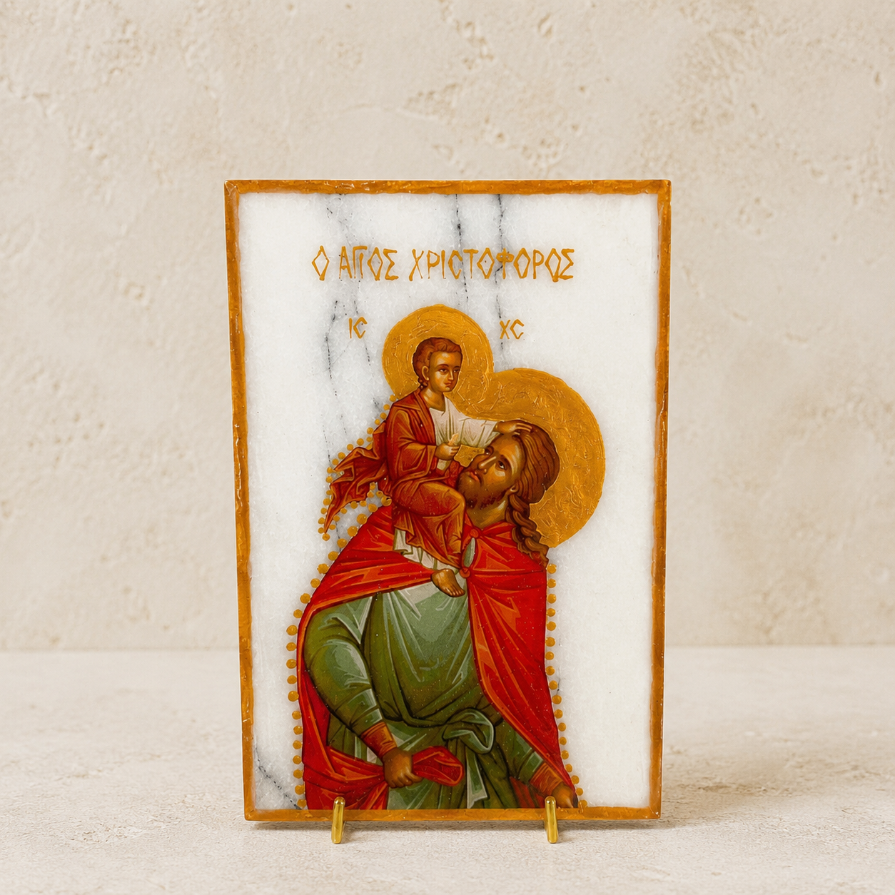 Saint Christopher Marble Icon
