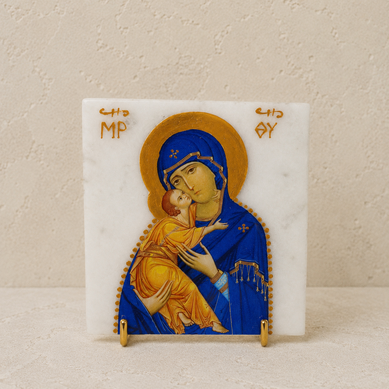 Mary & Jesus Marble Icon