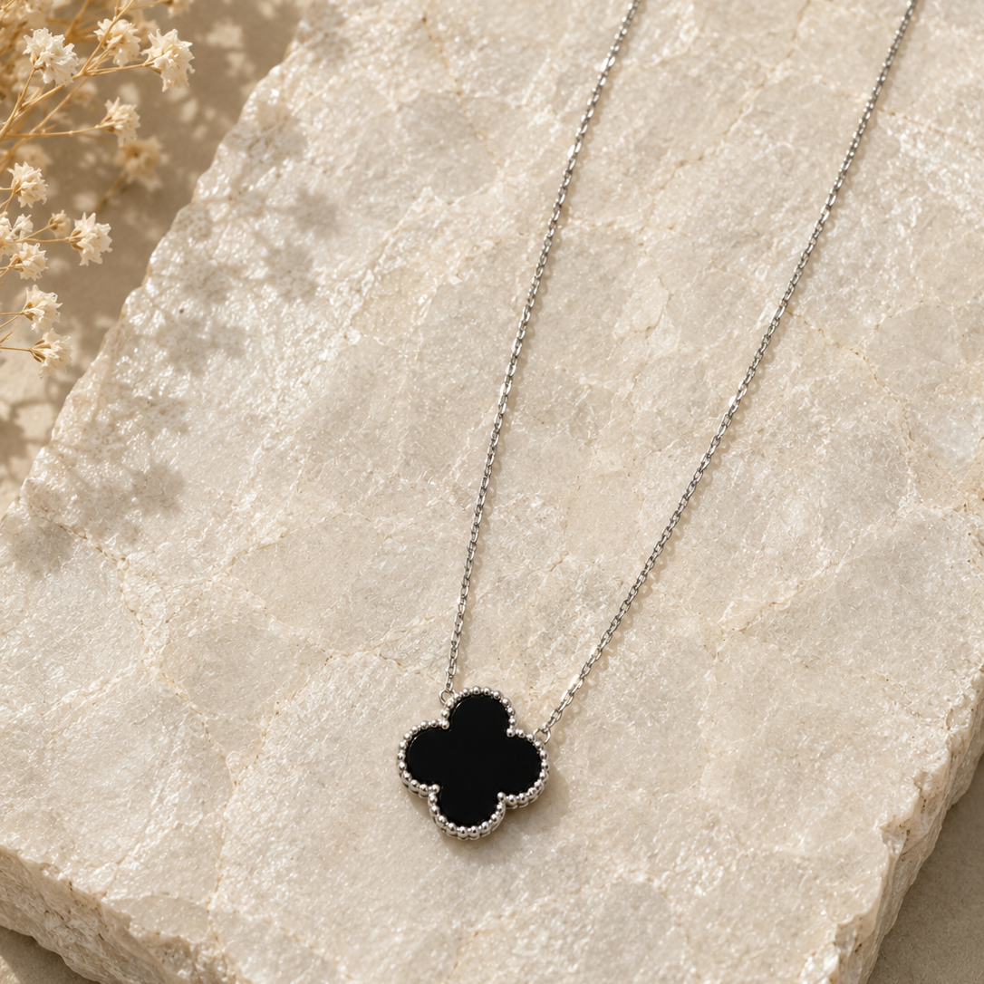 Black Clover Silver Necklace