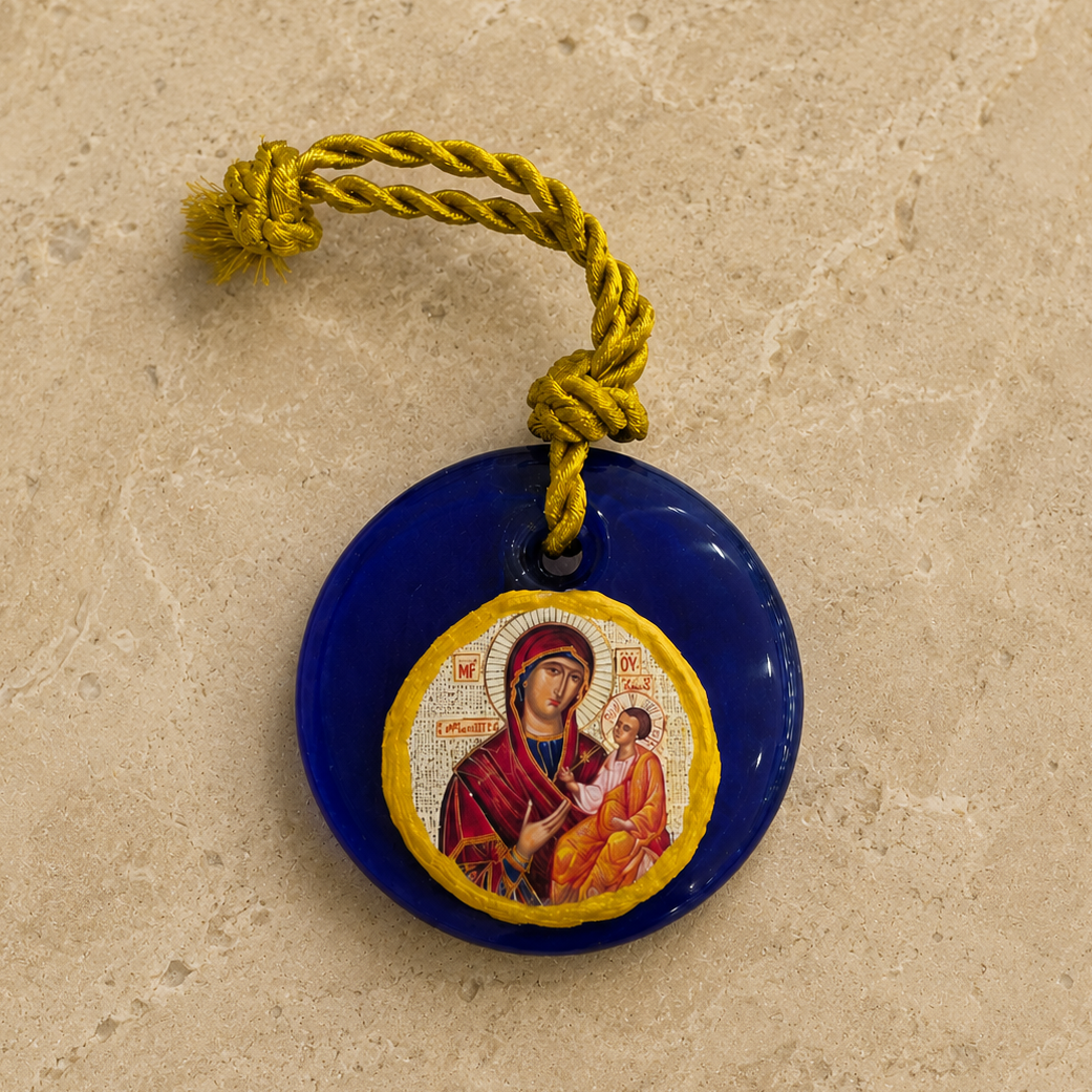Mary & Jesus Icon Glass Ornament