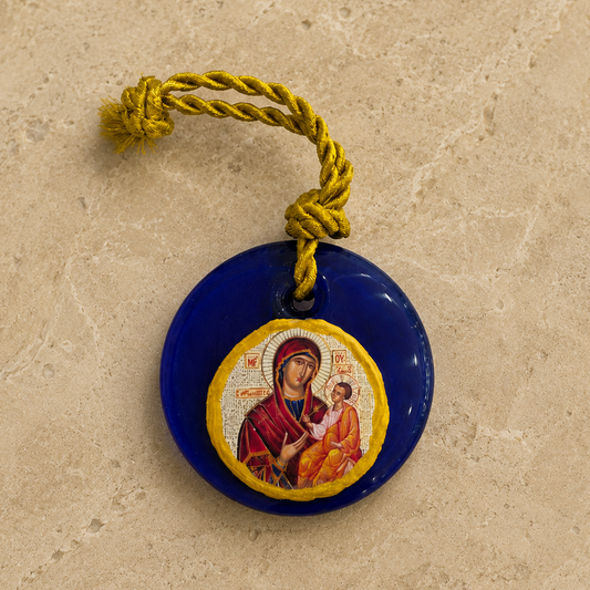 Mary & Jesus Icon Glass Ornament