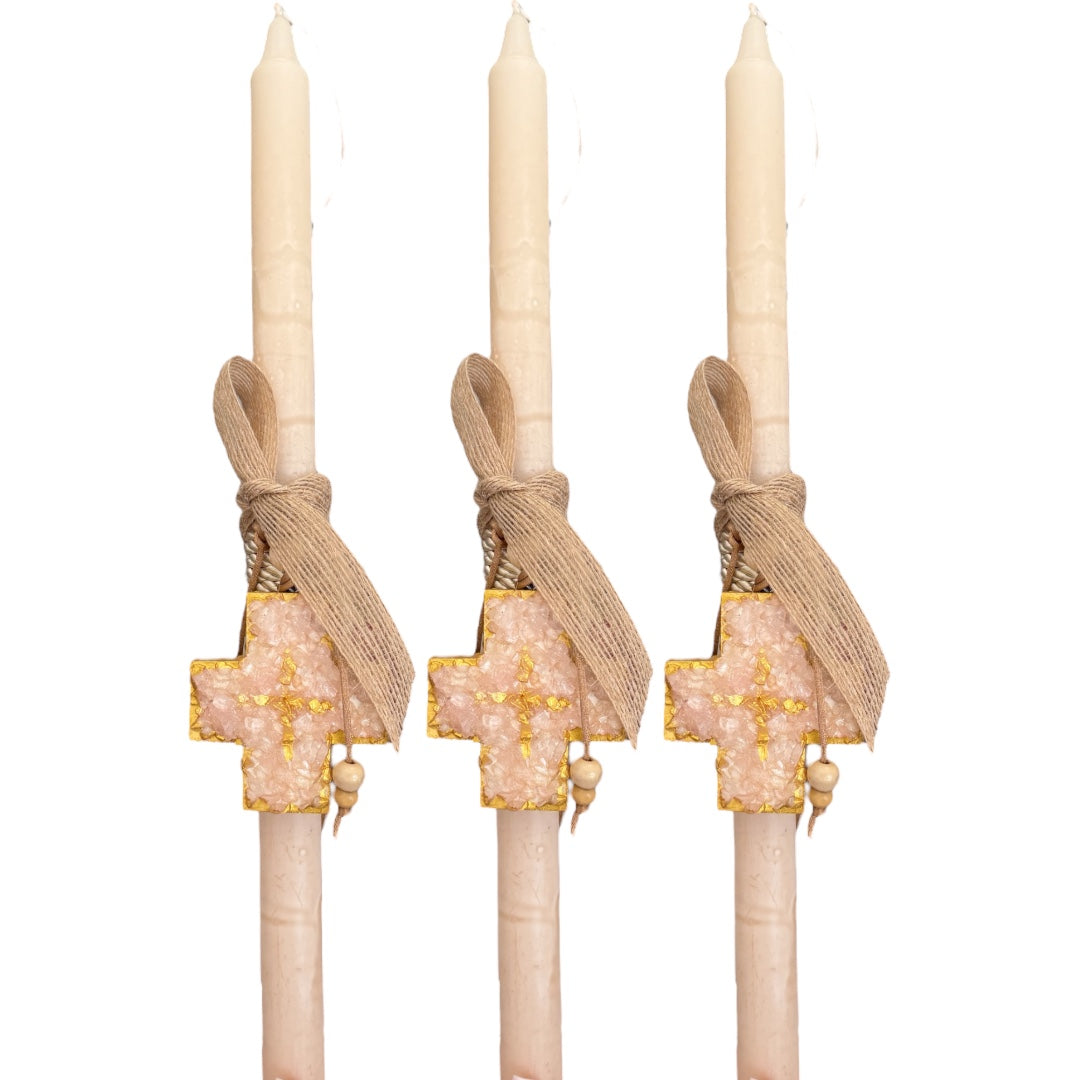 Gemstone Chip Cross Easter Candle