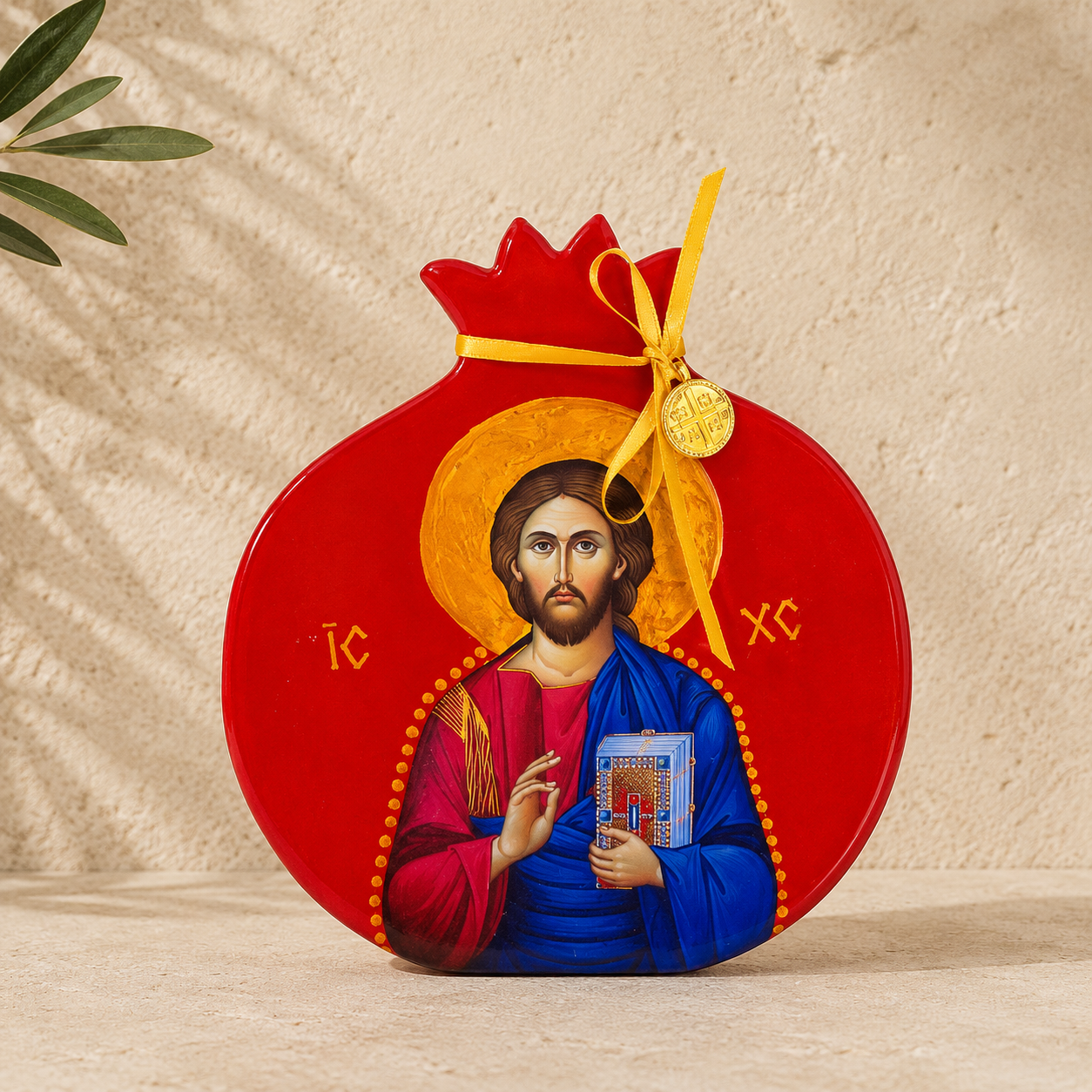 Wooden Pomegranate Jesus Icon