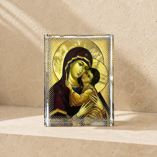 Mary And Jesus Glass Icon