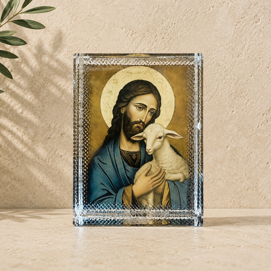 Jesus The Good Shepherd Glass Icon