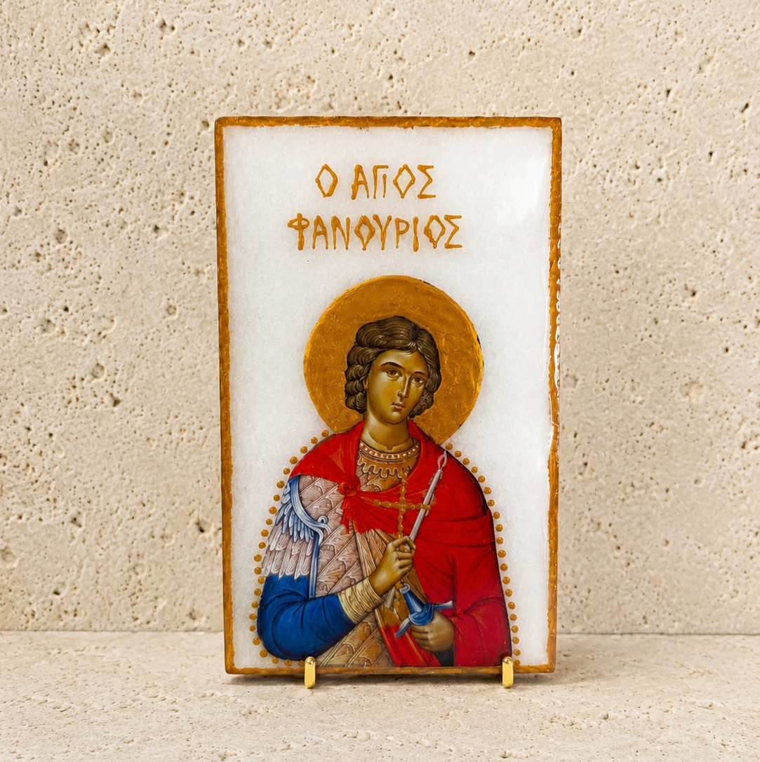 Saint Fanouris Marble Icon