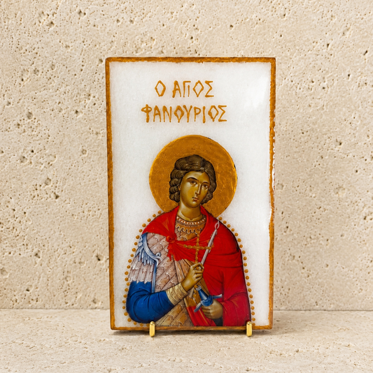 Saint Fanouris Marble Icon