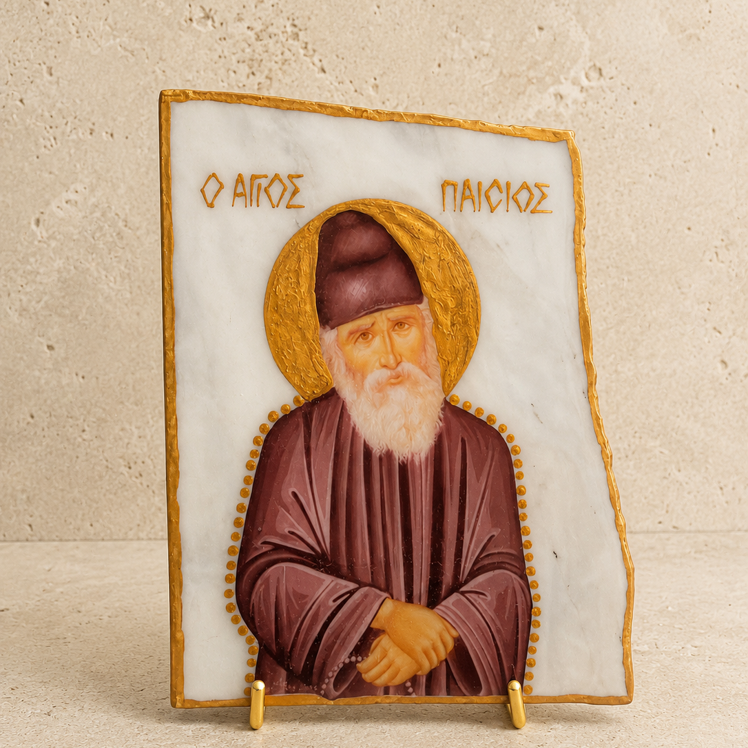 Saint Paisios of Mount Athos Marble Icon