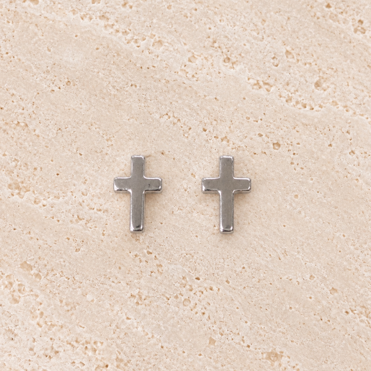Cross Silver Stud Earrings