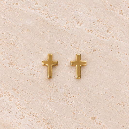 Cross Gold Stud Earrings