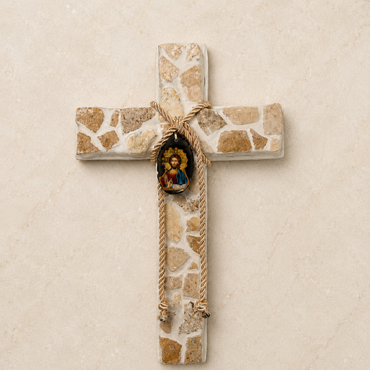 Jesus Agate Icon Marble Cross