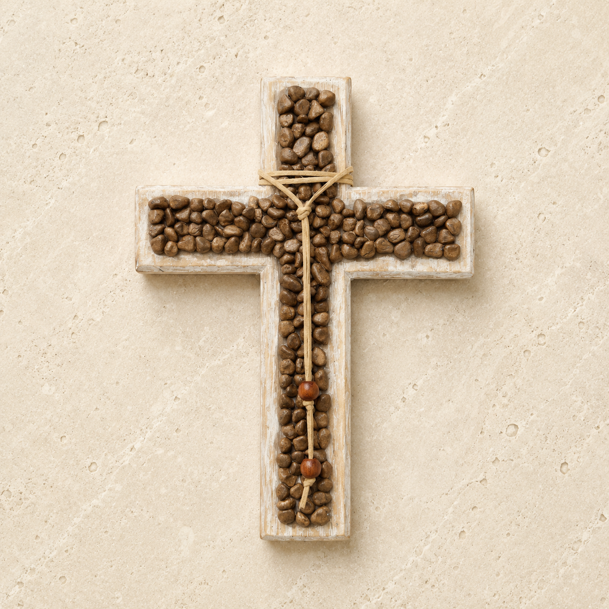 Gemstone Chip Wooden Cross