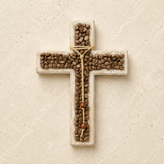 Gemstone Chip Wooden Cross