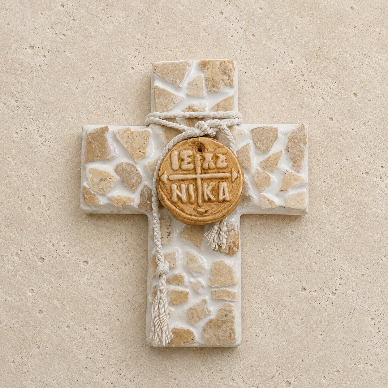 Nika Marble Chip Wooden Cross