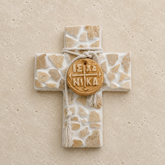 Nika Marble Chip Wooden Cross