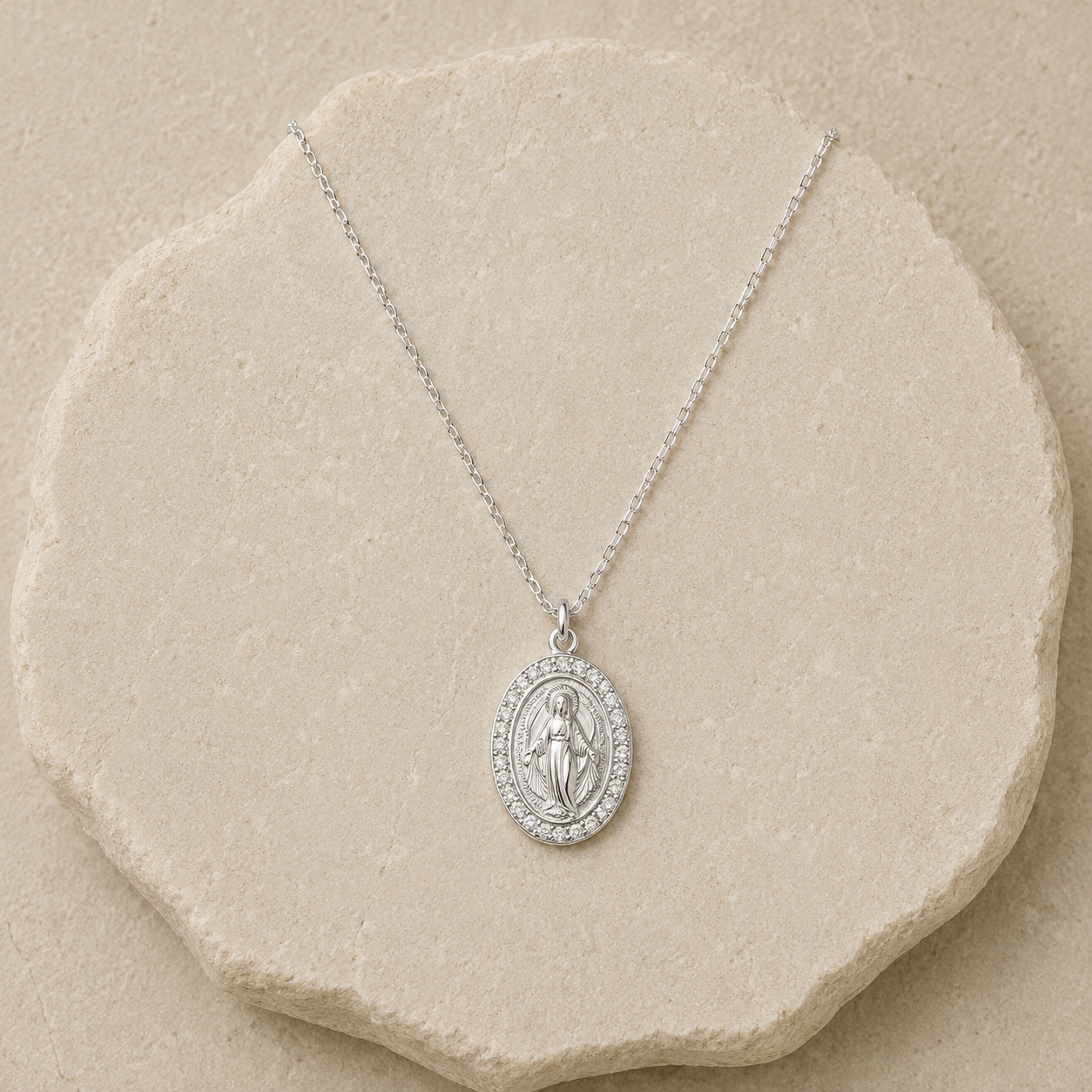 Mary Crystal Silver Necklace