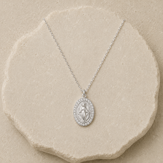 Mary Crystal Silver Necklace