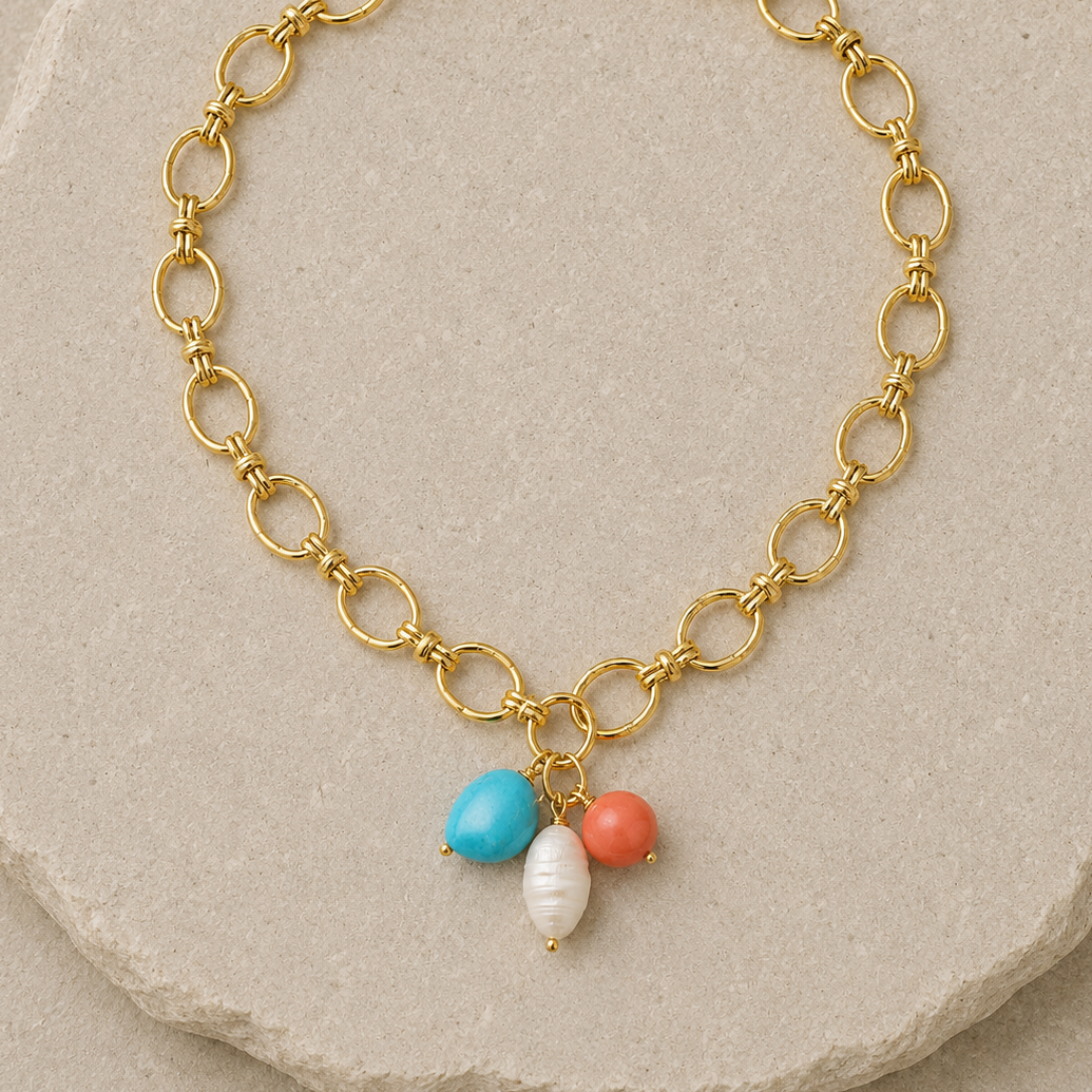 Gold Chain Charm Necklace