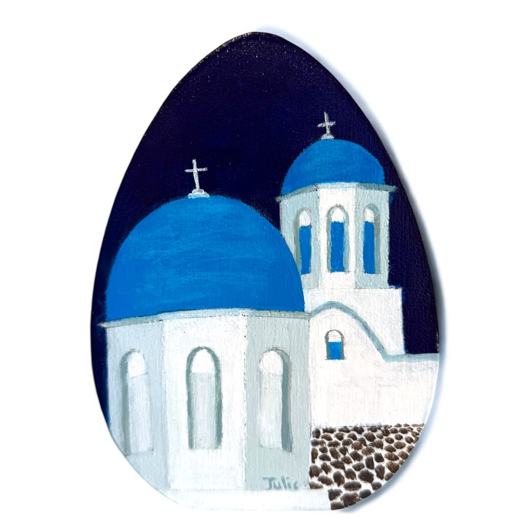 Hand-Painted Wooden Church Egg