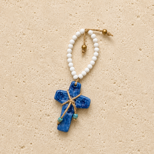 Miniature Ceramic Cross Ornament
