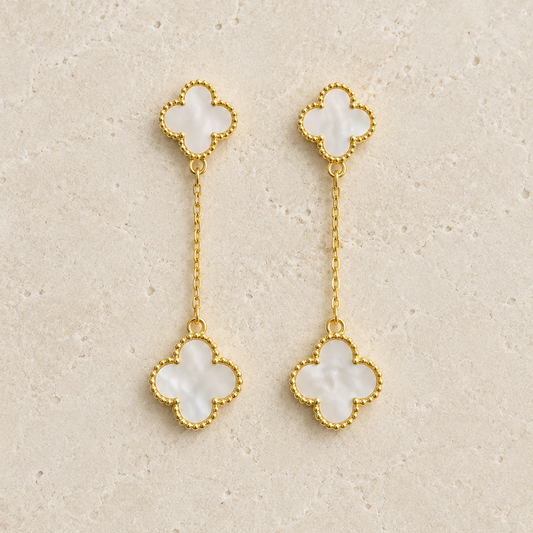 Mother Of Pearl Clover Earrings