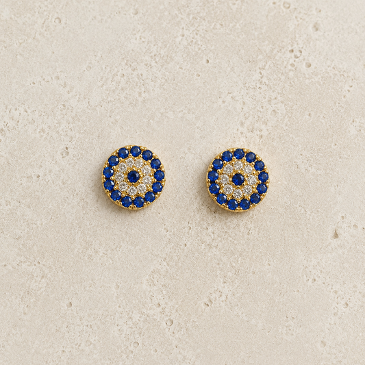 Miniature Evil Eye Gold Earrings