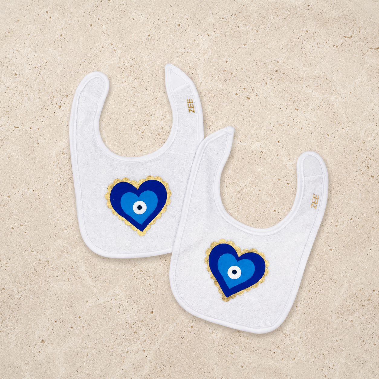 Blue and Golden Heart Bib