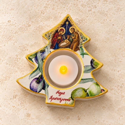 Nativity Christmas Tree Tea Light Holder