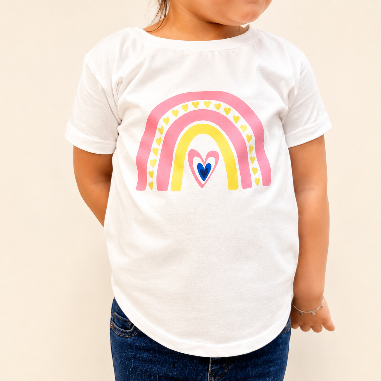 Rainbow Girls Tee White