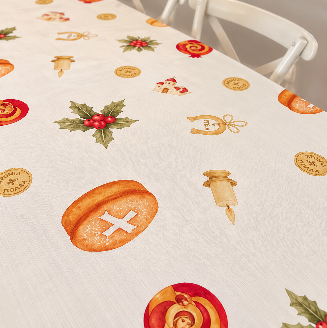 Hronia Polla Christmas Tablecloth 10-12 Seater