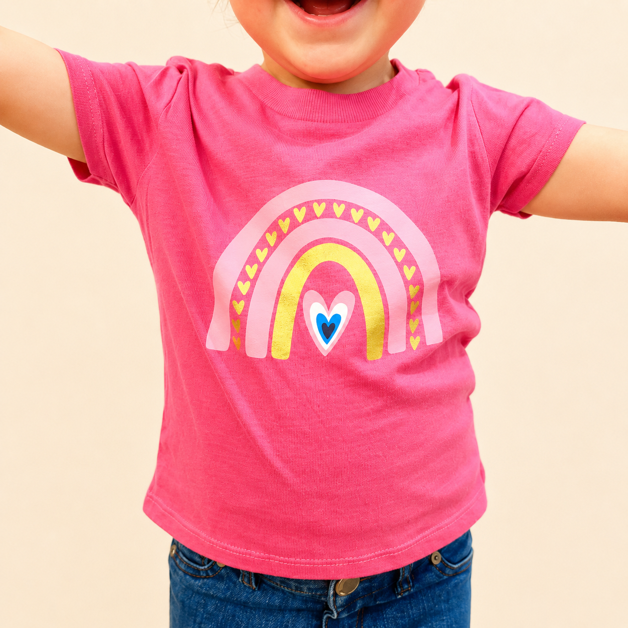 Rainbow Girls Tee Hot Pink