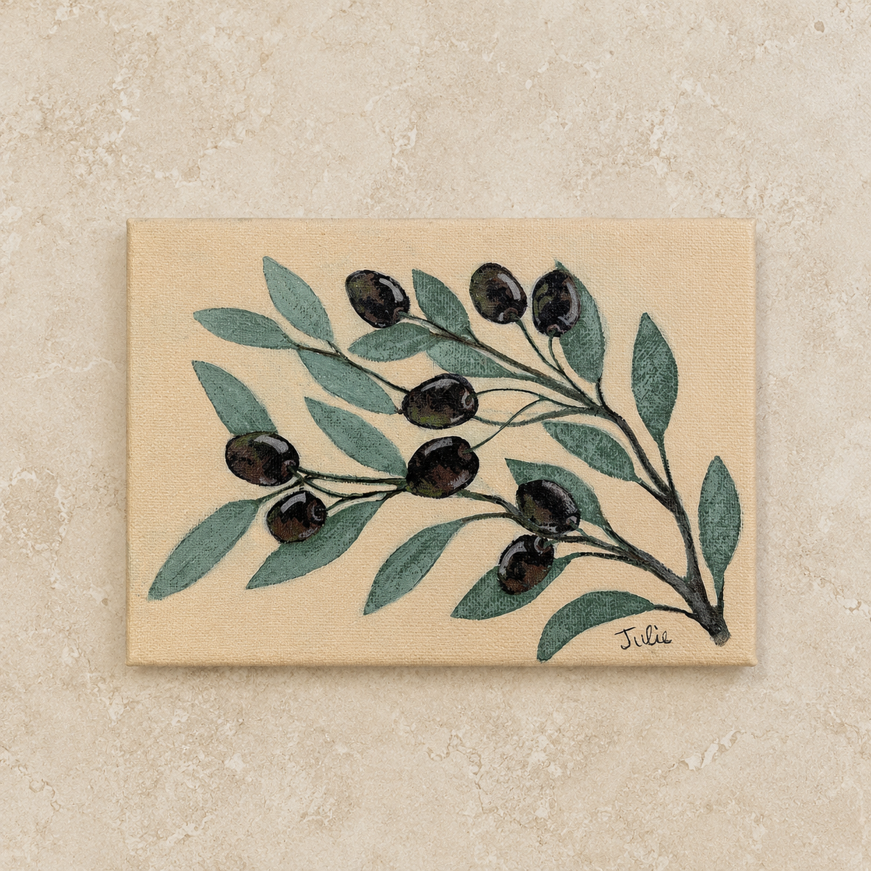 Hand-painted Olive Branch Small Canvas